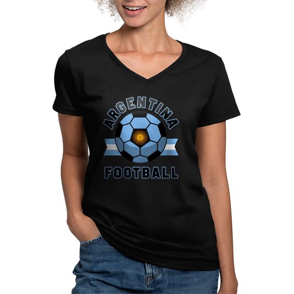 CafePress - Argentina Football T Shirt - Women's V-Neck Dark T-Shirt