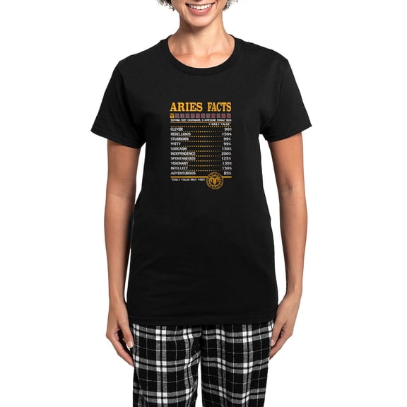 CafePress - Aries Facts Pajamas - Women's Short Sleeve Print T-Shirt and Pants Dark Cotton Pajama Set