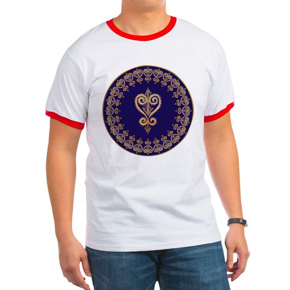 CafePress - Armenian Heart Mandala Ringer T - 100% Cotton Ringed T-Shirt
