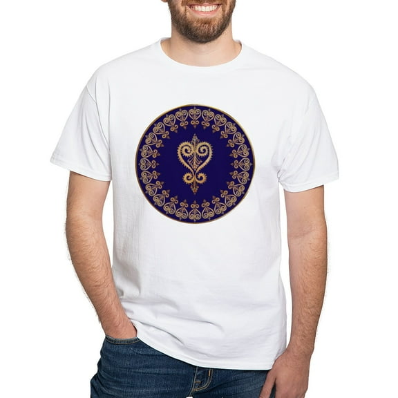 CafePress - Armenian Heart Mandala White T Shirt - Men's White Classic Cotton T-Shirts