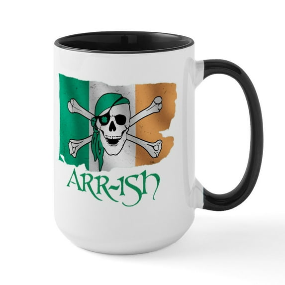 CafePress - Arr Ish Pirate Large Mug - 15 oz Ceramic Large White Novelty Mug