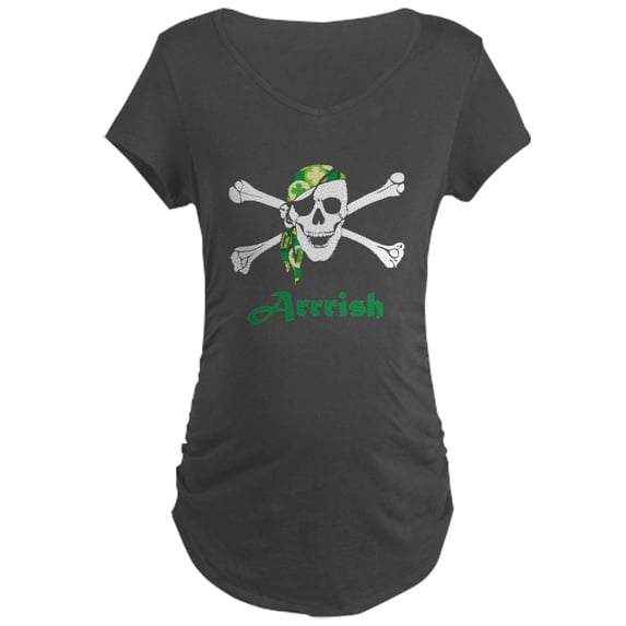 CafePress - Arrish Irish Pirate Skull And Crossbones Maternity - Maternity Dark T-Shirt