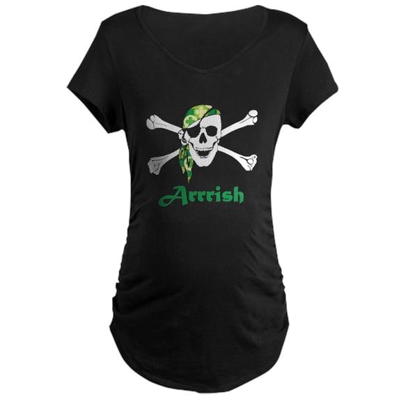 CafePress - Arrish Irish Pirate Skull And Crossbones Maternity - Maternity Dark T-Shirt