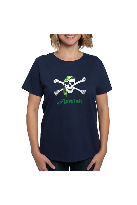 - Arrish Irish Pirate Skull And Crossbones T Shirt - Women's Traditional Fit Dark T-Shirt