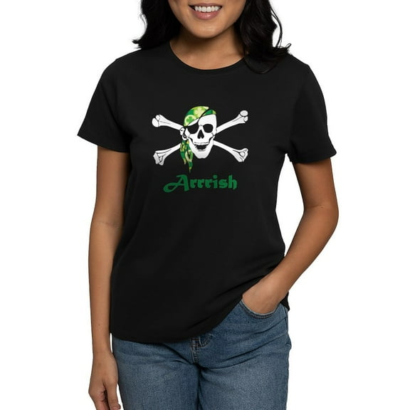 CafePress - Arrish Irish Pirate Skull And Crossbones T Shirt - Women's Traditional Fit Dark T-Shirt