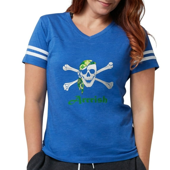 CafePress - Arrish Irish Pirate Skull And Crossbones T Shirt - Womens Football Shirt