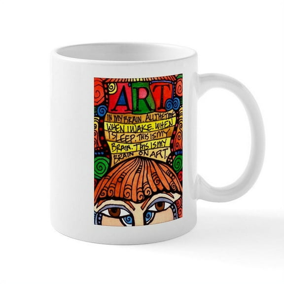CafePress - Art Brain Mug Mugs - 11 oz Ceramic Mug - Novelty Coffee Tea Cup
