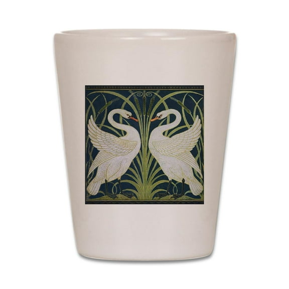 CafePress - Art Nouveau Swan Art Decor Style Bird - White Shot Glass, Unique and Funny Shot Glass