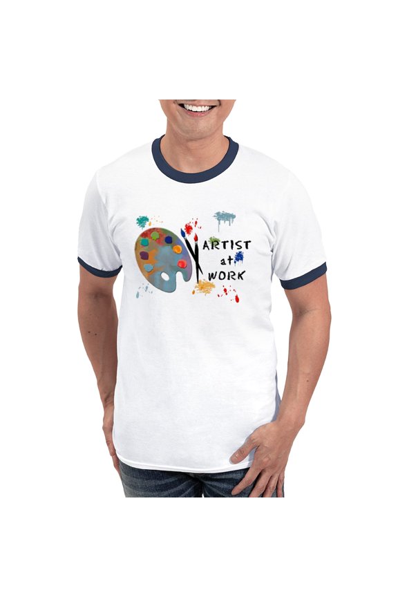 - Artist At Work Ringer T - 100% Cotton Ringed T-Shirt