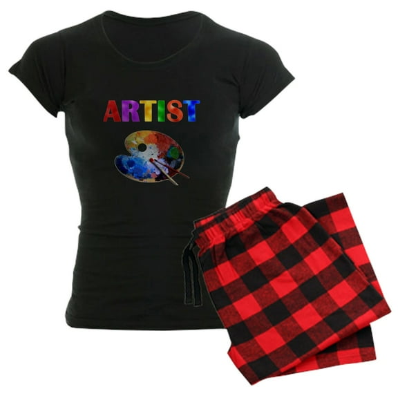 CafePress - Artist Pajamas - Women's Short Sleeve Print T-Shirt and Pants Dark Cotton Pajama Set