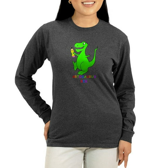 CafePress - Artosaurus Rex Women's Long Sleeve Dark T Shirt - Women's Long Sleeve Graphic Tee Casual Fit