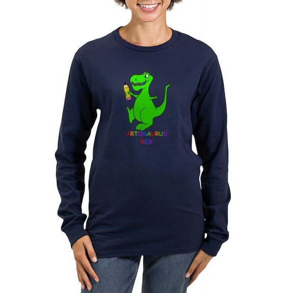 CafePress - Artosaurus Rex Women's Long Sleeve Dark T Shirt - Women's Long Sleeve Graphic Tee Casual Fit