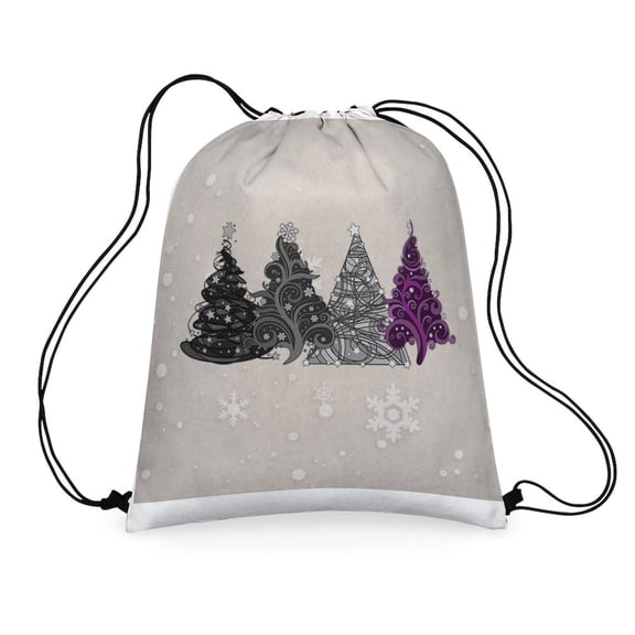 CafePress - Asexual Pride Flag Christmas Trees Vector - Colorful 16"x20" Drawstring Bag