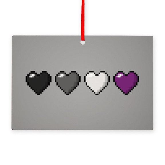 CafePress - Asexual Pride Flag Pixel Hearts - Wood Rectangle Ornament 6"x4"