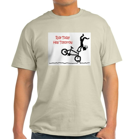 CafePress - Ash Grey T Shirt With Mountain Bike Logo - Men's Classic Graphic T-Shirt