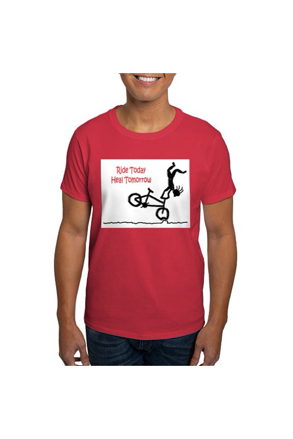 - Ash Grey T Shirt With Mountain Bike Logo - Men's Classic Cotton T-Shirts