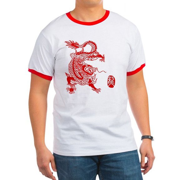 CafePress - Asian Dragon Ringer T - 100% Cotton Ringed T-Shirt