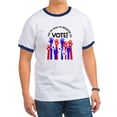 thumbnail image 1 of CafePress - Ask Me How To Register To Vote Red Blue T Shirt - 100% Cotton Ringed T-Shirt, 1 of 4