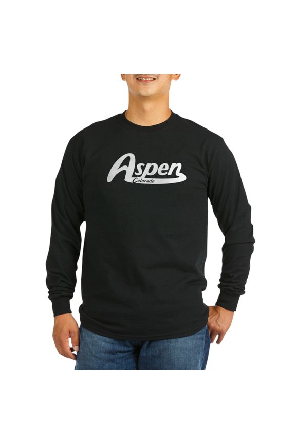 - Aspen Colorado Vintage Logo Long Sleeve T Shirt - Long Sleeve Dark T-Shirt