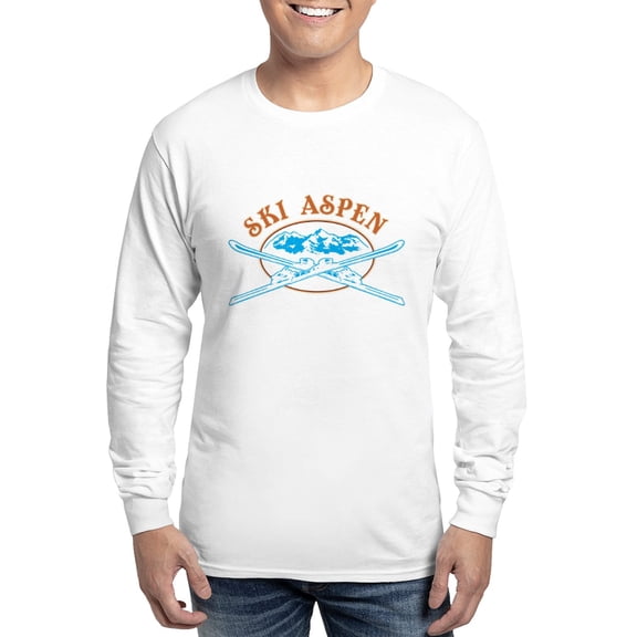 CafePress - Aspen Crossed Skis Badge Long Sleeve T Shirt - Unisex Cotton Long Sleeve T-Shirt