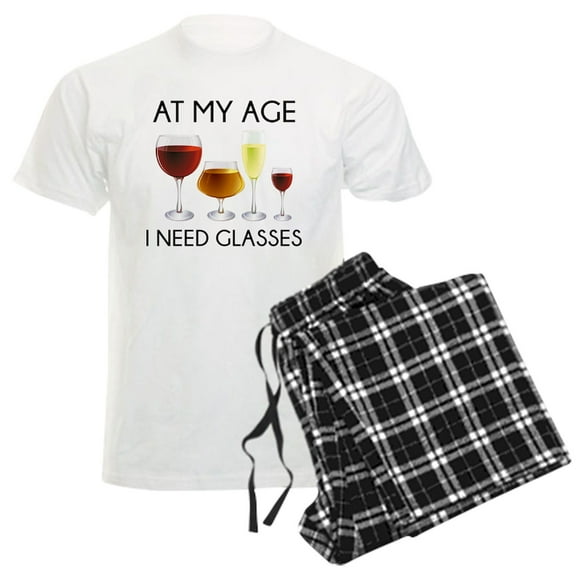 CafePress - At My Age I Need Glasses Men's Light Pajamas - Men's Light Loose Fit Cotton Pajama Set