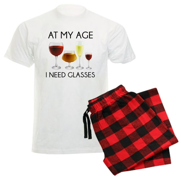 CafePress - At My Age I Need Glasses Men's Light Pajamas - Men's Light Loose Fit Cotton Pajama Set