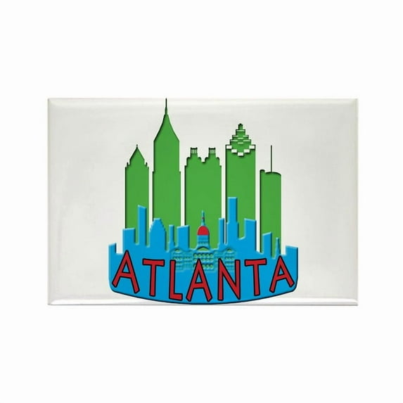 CafePress - Atlanta Skyline Newwave Primary - Rectangle Magnet, 2"x3" Refrigerator Magnet