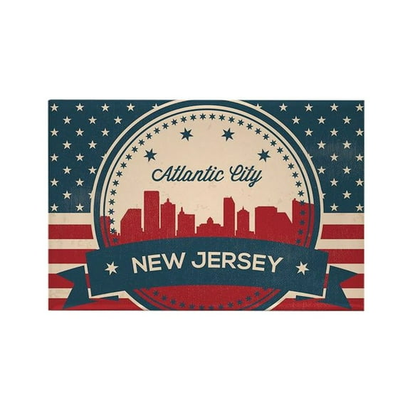 CafePress - Atlantic City New Jersey Retro Skyline - Rectangle Magnet, 2"x3" Refrigerator Magnet
