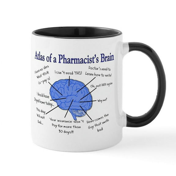 CafePress - Atlas Of A Pharmacists Brain Mugs - 11 oz Ceramic Mug - Novelty Coffee Tea Cup