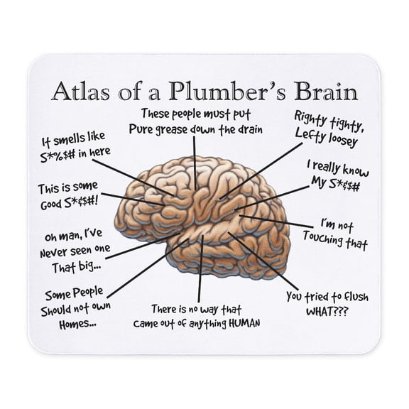CafePress - Atlas Of A Plumbers Brain Mousepad - Non-slip Rubber Mousepad, Gaming Mouse Pad