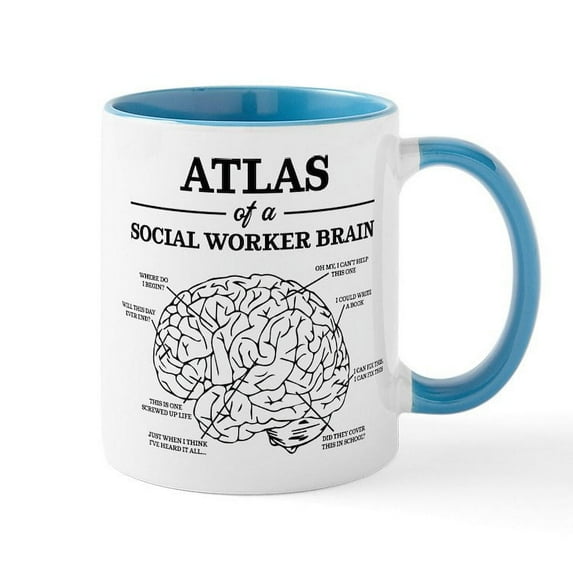 CafePress - Atlas Of A Social Worker 15 Oz Ceramic Large Mug - 11 oz Ceramic Mug - Novelty Coffee Tea Cup