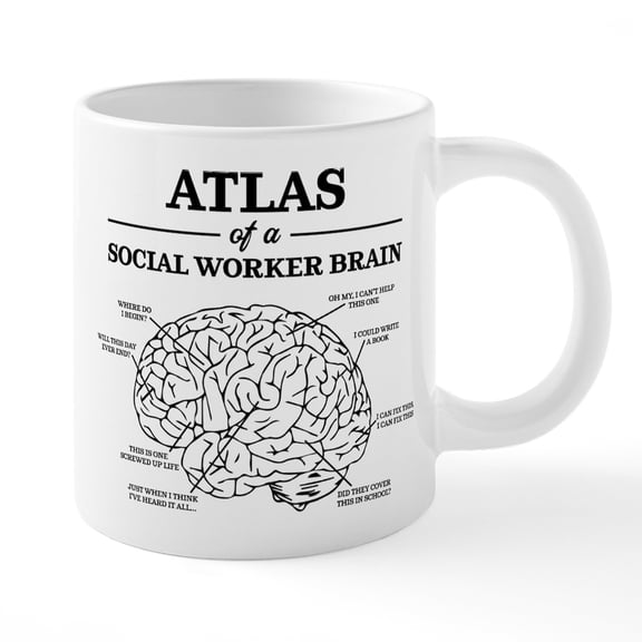 CafePress - Atlas Of A Social Worker Br - 20 Oz White Ceramic Mega Mug