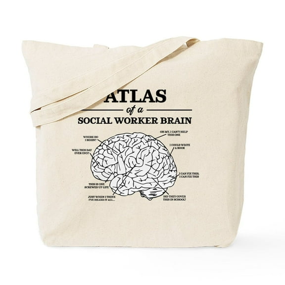 CafePress - Atlas Of A Social Worker Brain Tote Bag - Unisex Canvas Tote Bag, Beige, 1-Piece