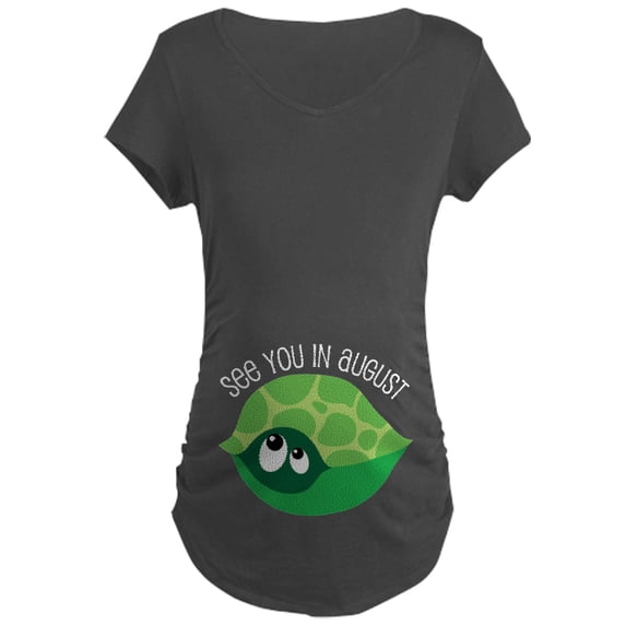 CafePress - August Due Date Turtle Belly Print Maternity Dark - Maternity Dark T-Shirt