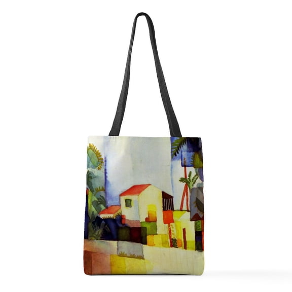 CafePress - August Macke Bright House Medium Tote Bag - Polyester Tote Bag 16"x16"