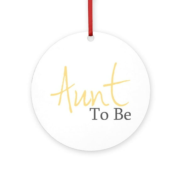 CafePress - Aunt To Be (Yellow Script) - Round Wood Ornament 4"