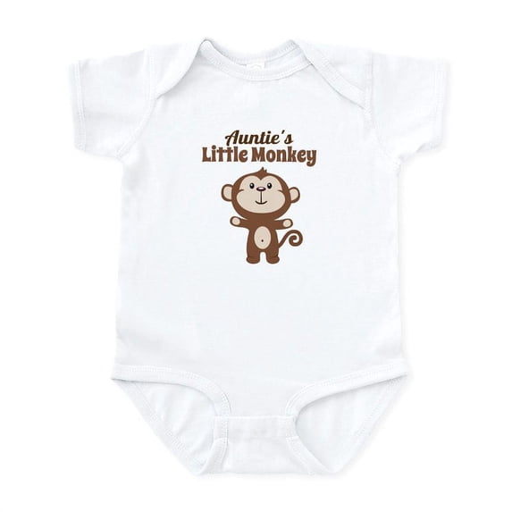CafePress - Aunties Little Monkey Body Suit - Baby Light Bodysuit, Size Newborn - 24 Months