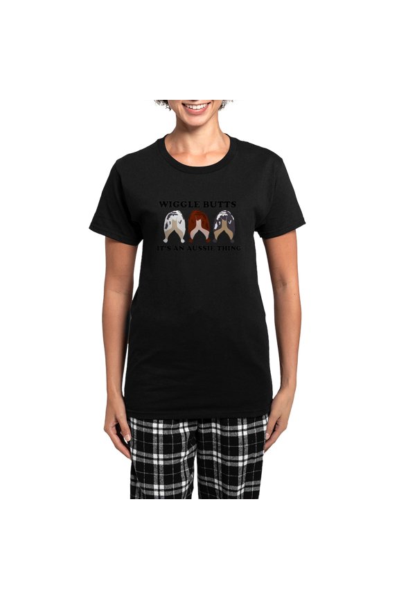 - Aussie Wiggle Butts Women's Dark Pajamas - Women's Short Sleeve Print T-Shirt and Pants Dark Cotton Pajama Set