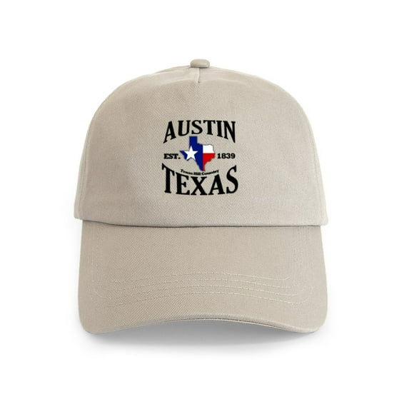 CafePress - Austin, Texas Texas Hill Country Towns Cap - Adjustable 100% Brushed Unisex Casual Cotton Baseball Cap, Beige, 1