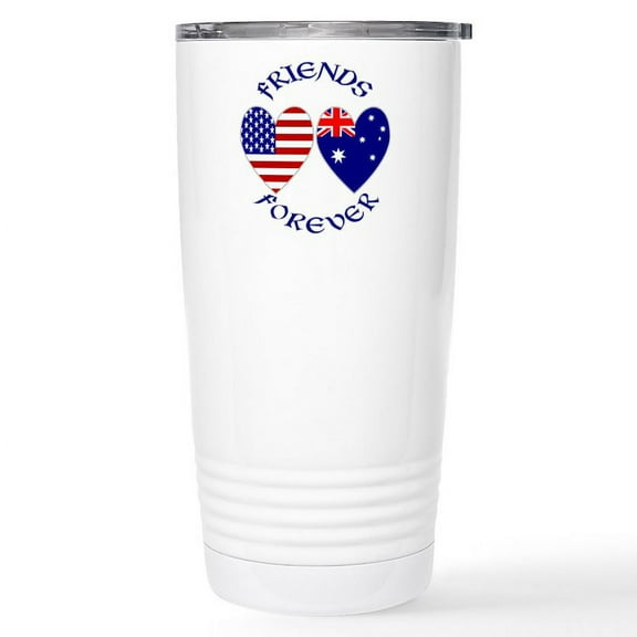 CafePress - Australia USA Friends Forever Stainless Steel Trav - Insulated Stainless Steel Travel Tumbler 20 oz.