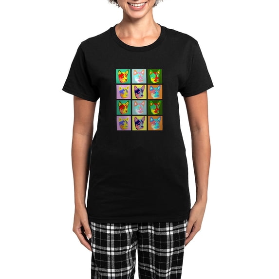 CafePress - Australian Cattle Dog Pop Art Women's Dark Pajamas - Women's Short Sleeve Print T-Shirt and Pants Dark Cotton Pajama Set