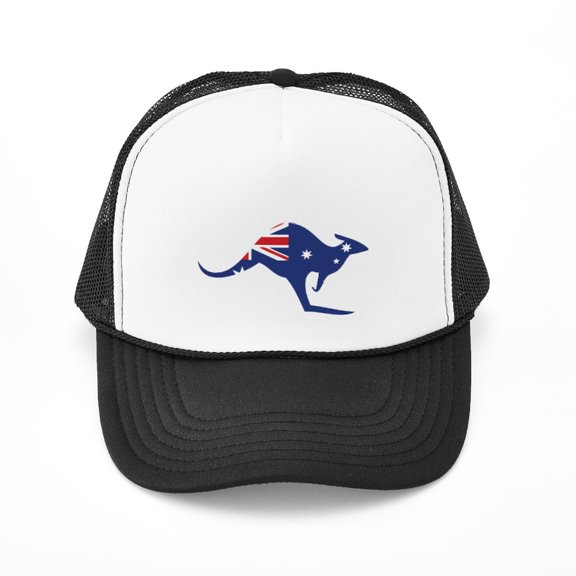 CafePress - Australian Flag Kangaroo - Adjustable Unisex Printed Trucker Hat with Mesh Back