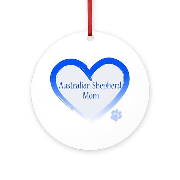 CafePress - Australian Shepherd Blue Heart -  Round Wood Ornament 4"