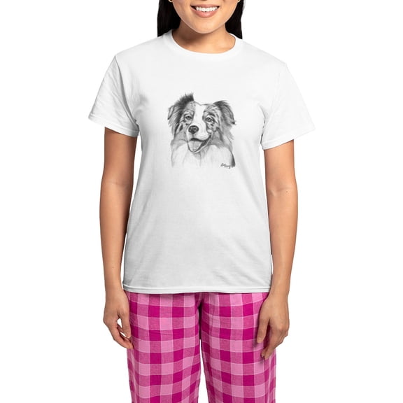 CafePress - Australian Shepherd Women's Light Pajamas - Women's Short Sleeve Print T-Shirt and Pants Light Cotton Pajama Set