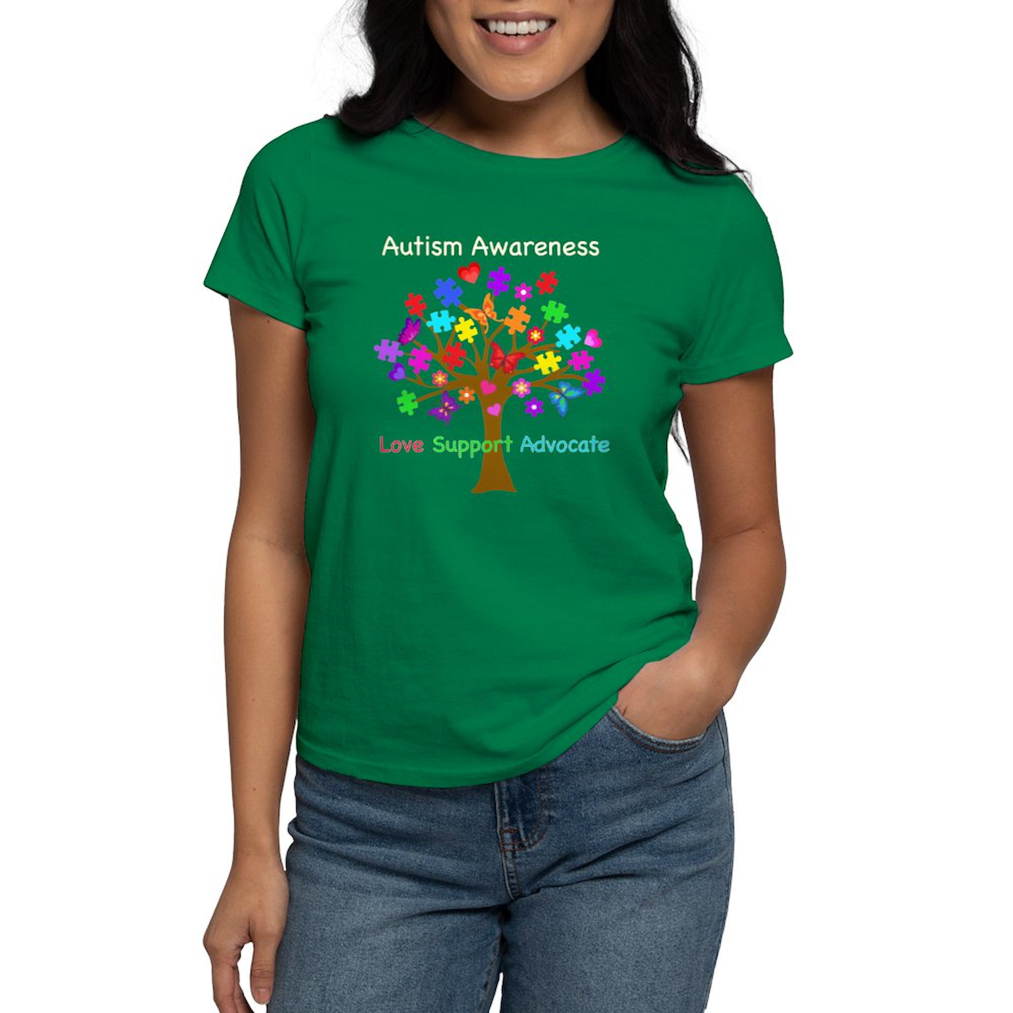 CafePress - Autism Awareness Tree Women's Dark T Shirt - Women's Traditional Fit Dark T-Shirt