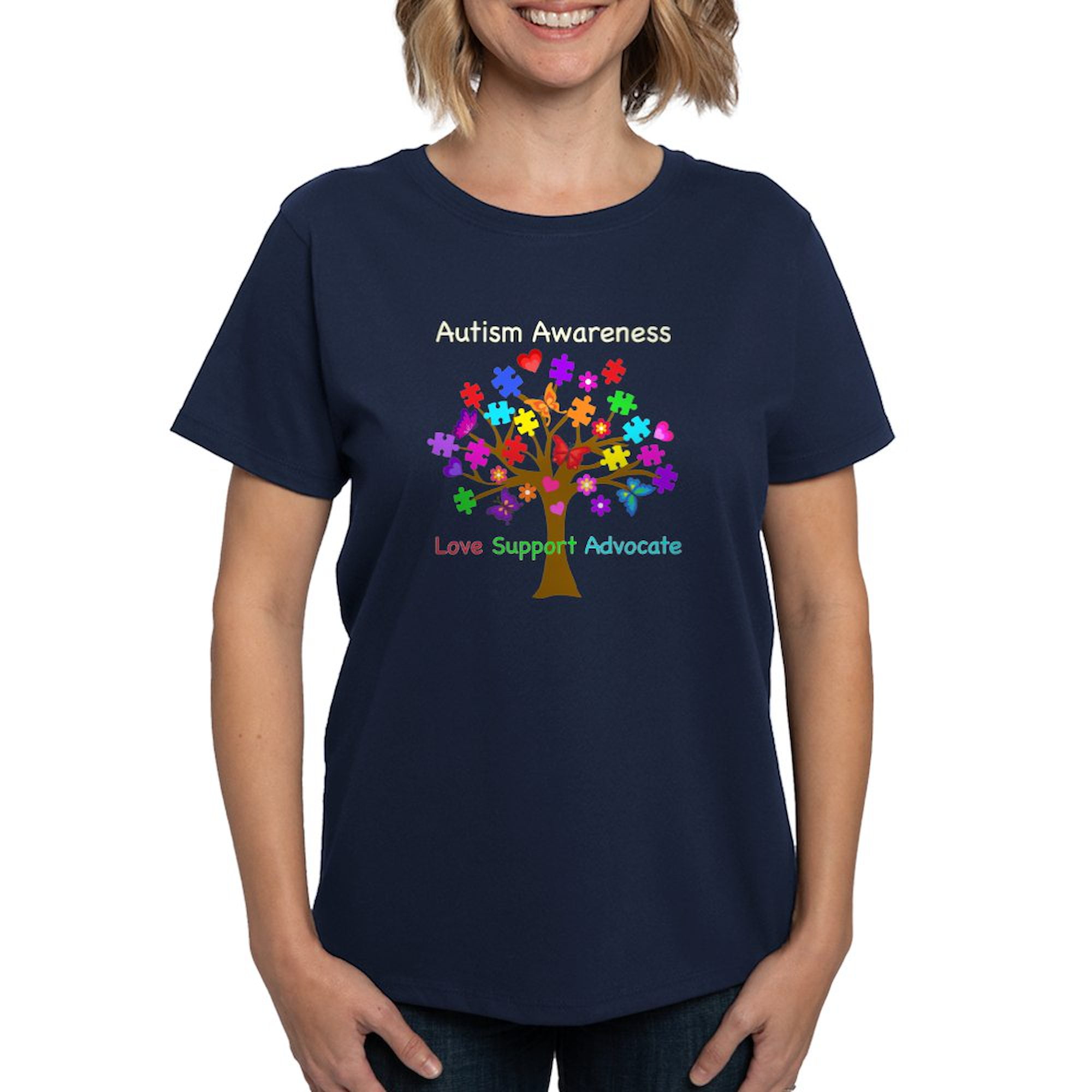 CafePress - Autism Awareness Tree Women's Dark T Shirt - Women's Traditional Fit Dark T-Shirt