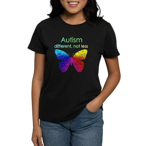 CafePress - Autism Butterfly, Different, Not Less T Shirt - Women's Traditional Fit Dark T-Shirt