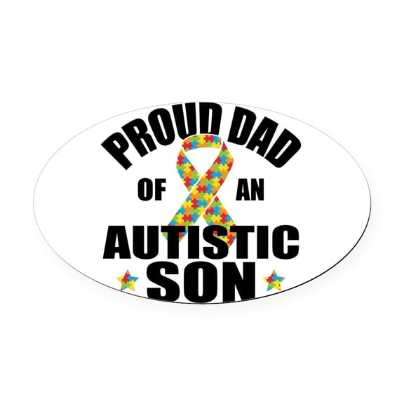 CafePress - Autism Dad - Oval Car Magnet