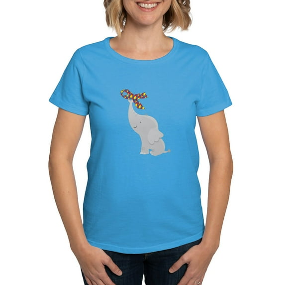 CafePress - Autism Elephant Awareness T Shirt - Women's Traditional Fit Dark T-Shirt