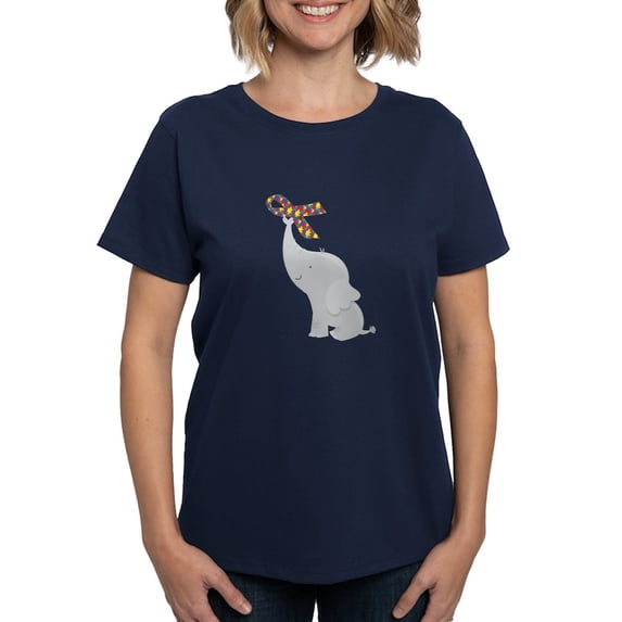 CafePress - Autism Elephant Awareness T Shirt - Women's Traditional Fit Dark T-Shirt